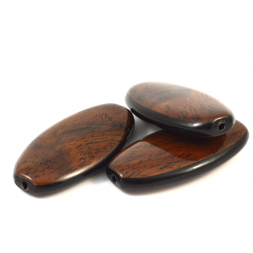ACRYLIC BEAD OVAL 39X20MM BROWN AND BLACK